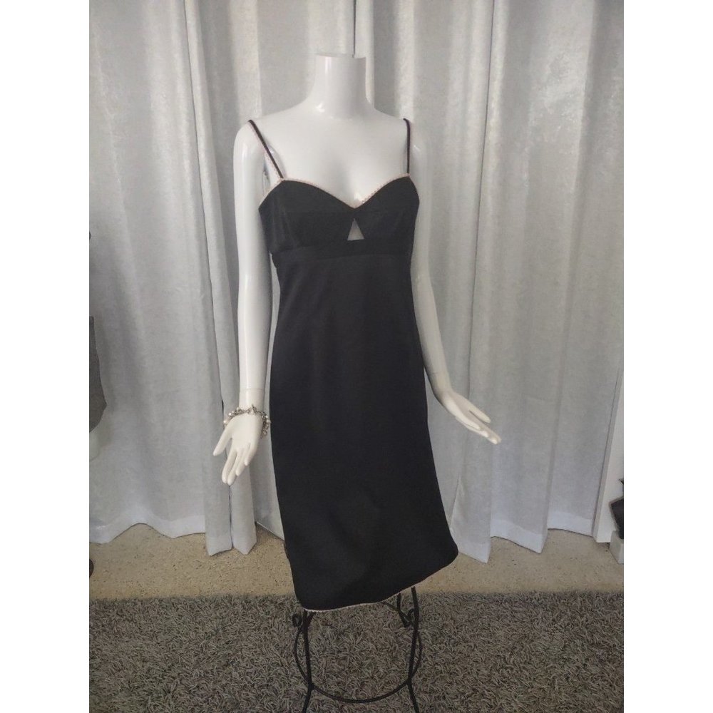 laundry by shelli segal party cocktail evening Strappy dress black pink 8 LBD
